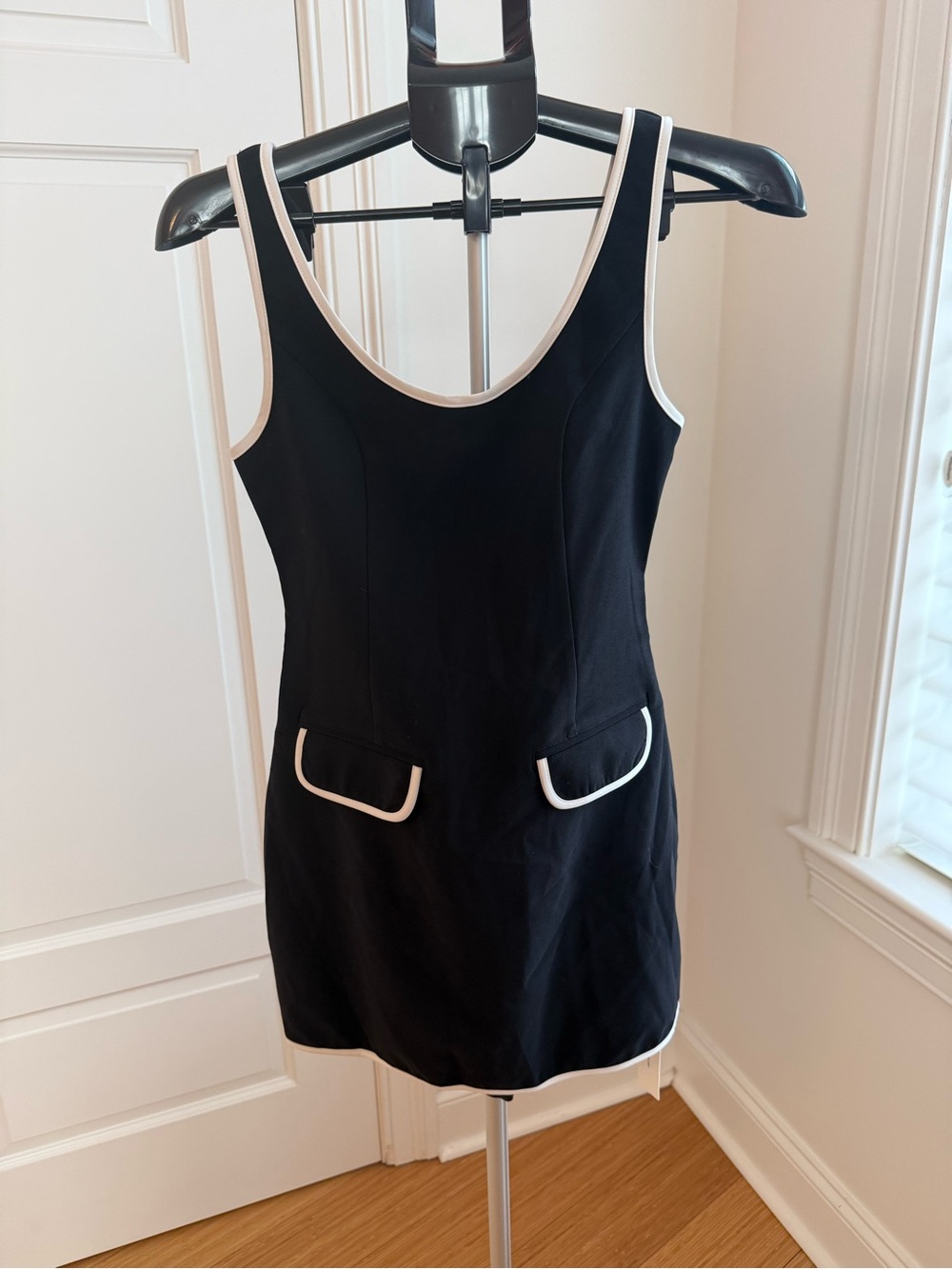Commense Black Mini Dress with White Trim